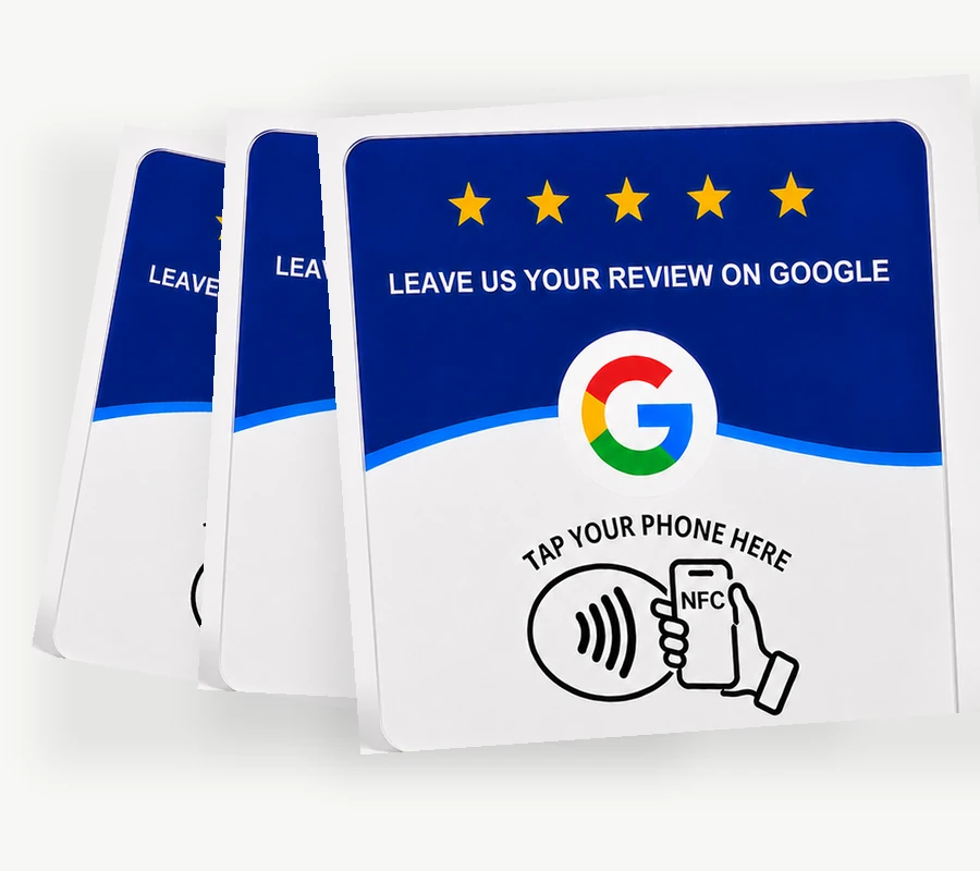20 Custom Review Plates — physical 100x100mm NFC and QR Google review plate